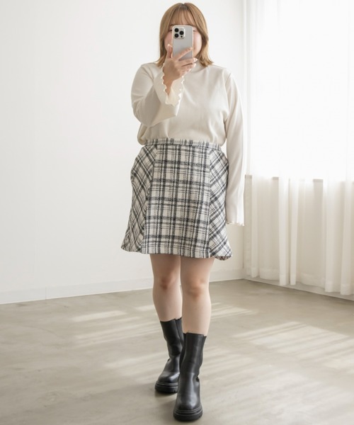 CLETTE(クレット)の「チェック柄ツイードスカート(スカート・レディース・アイボリー/ブラック・LL/3L/4L)」の22枚目の写真