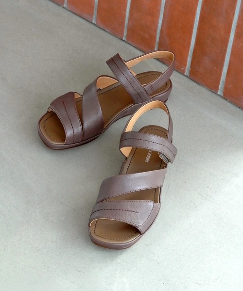 【本革】マジックテーププラットサンダル/6725