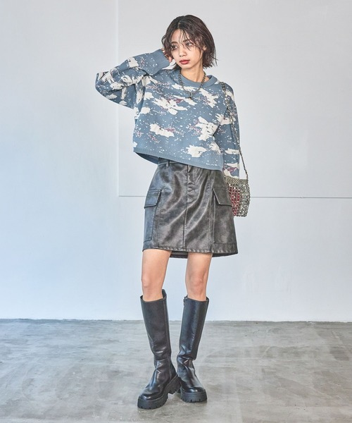 PAGEBOY（ページボーイ）の「アートパターンショートニット（ニット/セーター・レディース・オフホワイト/スカイブルー/ブラック・FREE）」の13枚目の写真