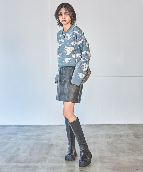 PAGEBOY（ページボーイ）の「アートパターンショートニット（ニット/セーター・レディース・オフホワイト/スカイブルー/ブラック・FREE）」の14枚目の写真