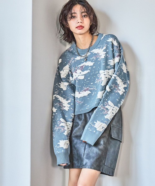 PAGEBOY（ページボーイ）の「アートパターンショートニット（ニット/セーター・レディース・オフホワイト/スカイブルー/ブラック・FREE）」の18枚目の写真