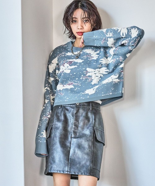 PAGEBOY（ページボーイ）の「アートパターンショートニット（ニット/セーター・レディース・オフホワイト/スカイブルー/ブラック・FREE）」の19枚目の写真