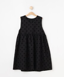 【100-140cm/プチセレ】フロッキードットワンピース
