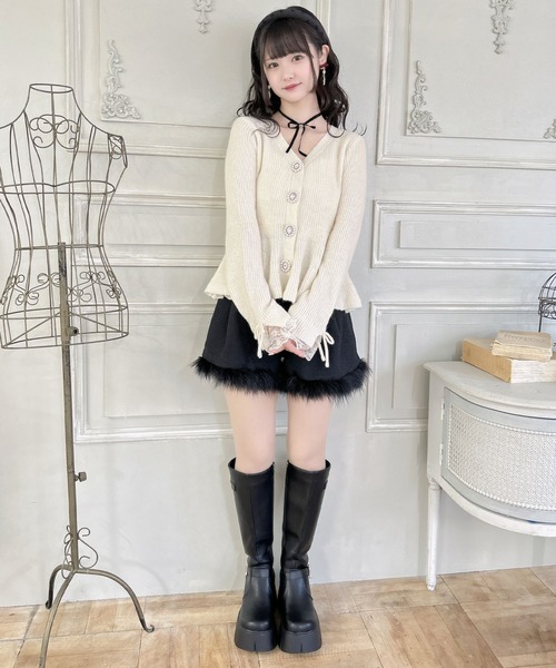 セール】ペプラムラメニットカーディガン（ニット/セーター）｜couture
