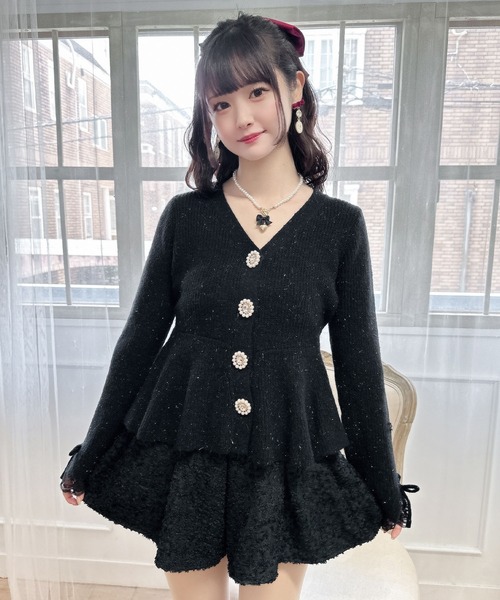 セール】ペプラムラメニットカーディガン（ニット/セーター）｜couture