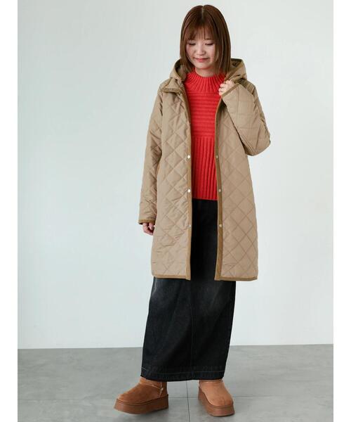 Lugnoncure（ルノンキュール）の「フード取外しキルトロングコート（その他アウター・レディース・モカ/ネイビー/ブラック・M/L）」の14枚目の写真