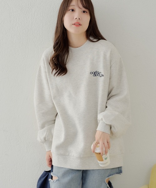 Another Branch olive des olive(アナザーブランチオリーブデオリーブ)の「CAFEおばけ裏起毛(スウェット・レディース・オートミール/ラベンダー/スミクロ・FREE)」の4枚目の写真