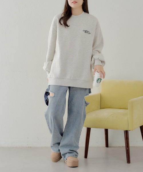 Another Branch olive des olive(アナザーブランチオリーブデオリーブ)の「CAFEおばけ裏起毛(スウェット・レディース・オートミール/ラベンダー/スミクロ・FREE)」の6枚目の写真