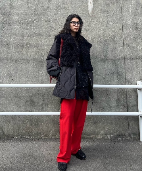 Ameri(アメリ)の「WARM FLEECE LINING STRAIGHT PANTS(その他パンツ・レディース・ブラック/レッド/ブラウン・MEDIUM/SMALL)」の10枚目の写真
