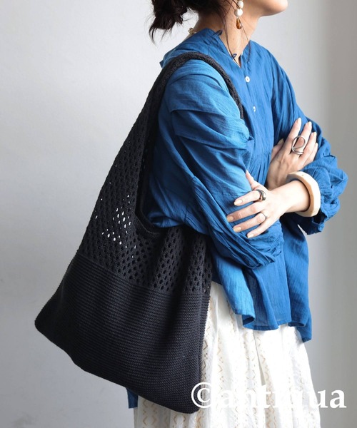 antiqua（アンティカ）の「ニットバッグ（トートバッグ・レディース・ブラック/ベージュ・FREE）」の4枚目の写真