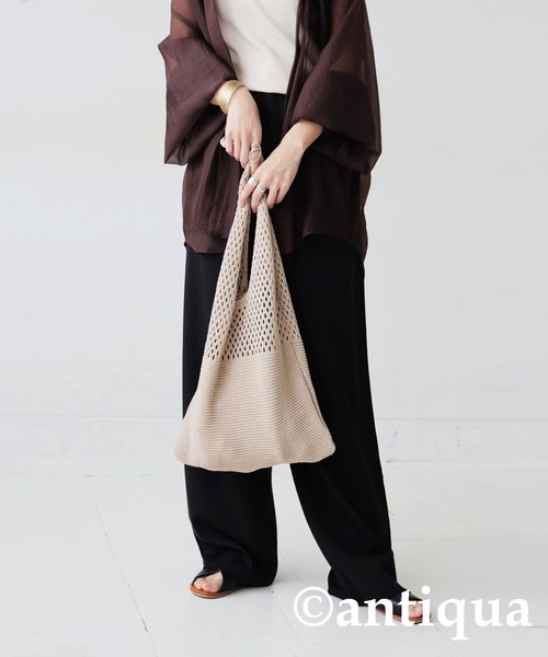 antiqua（アンティカ）の「ニットバッグ（トートバッグ・レディース・ブラック/ベージュ・FREE）」の10枚目の写真