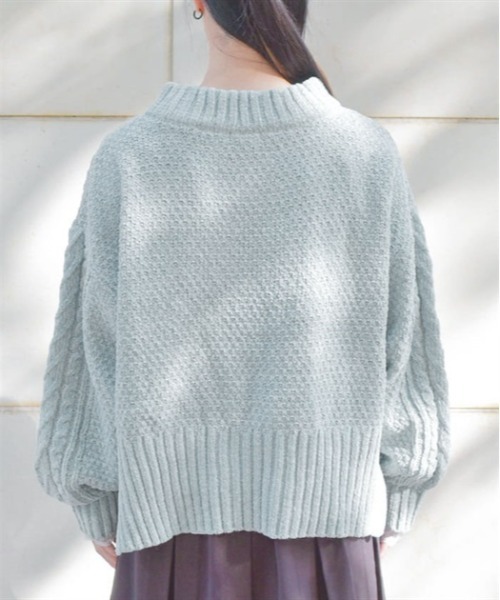 axes femme（アクシーズファム）の「ベロアモールニットプルオーバー（ニット/セーター・レディース・ピンク/ミント/グレイッシュベージュ/キナリ/サックスブルー・FREE）」の11枚目の写真