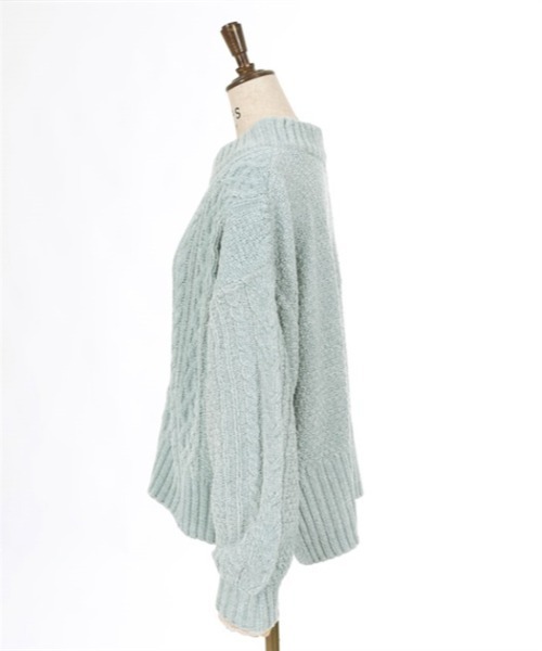 axes femme（アクシーズファム）の「ベロアモールニットプルオーバー（ニット/セーター・レディース・ピンク/ミント/グレイッシュベージュ/キナリ/サックスブルー・FREE）」の6枚目の写真