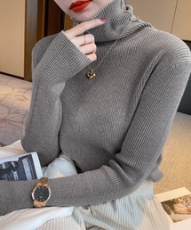 タートルネック リブニット もちっと柔らか 12色展開