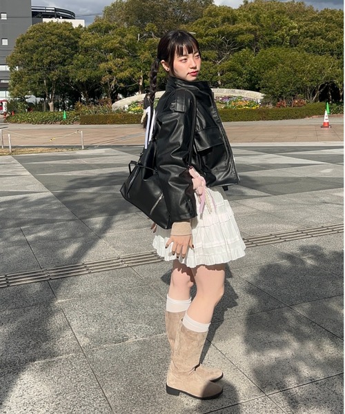 paravion（パラビオン）の「裏ボア合皮ブルゾン/ファー取り外し可能（ブルゾン・レディース・ベージュ/ブラック・SMALL/MEDIUM）」の3枚目の写真