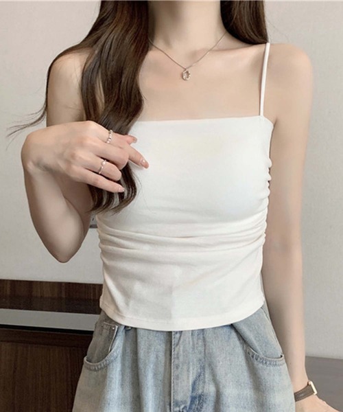 aimoha(アイモハ)の「サイドギャザーキャミソール (SS)(キャミソール・レディース・ホワイト/ピンク/グレー/ブラック・FREE)」の11枚目の写真