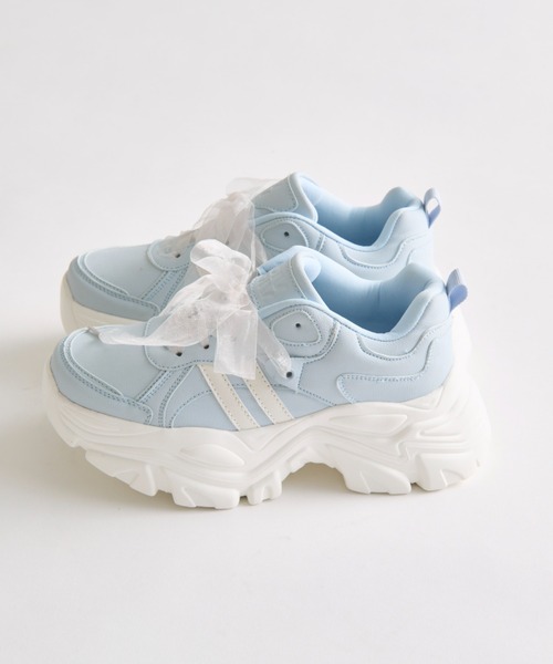 OLIVE des OLIVE(オリーブデオリーブ)の「オーガンリボン付き厚底スニーカー(その他シューズ・レディース・ホワイト/ブラック/サックスブルー・SMALL/MEDIUM/LARGE)」の9枚目の写真