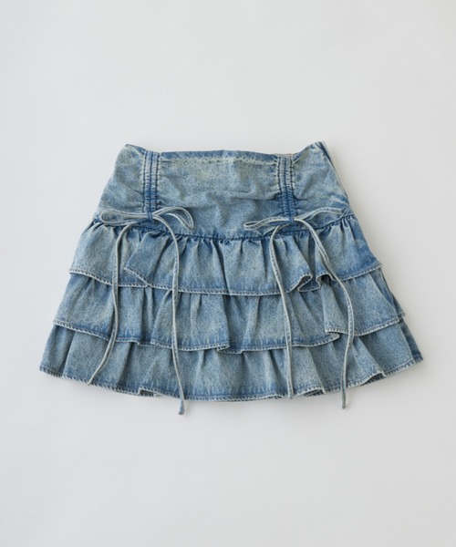 OLIVE des OLIVE（オリーブデオリーブ）の「ドロストティアードミニスカート（スカート・レディース・オフホワイト/ホワイト/ブルー系その他/チェック/ブラック系その他/スミクロ/チャコールグレー・FREE）」の9枚目の写真