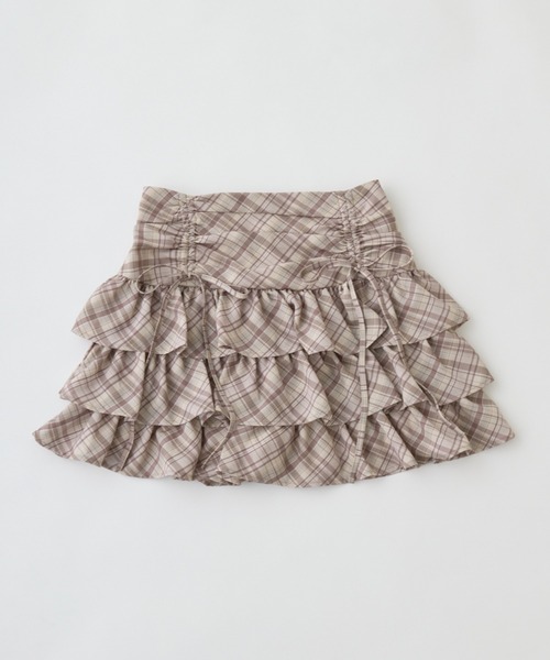 OLIVE des OLIVE（オリーブデオリーブ）の「ドロストティアードミニスカート（スカート・レディース・オフホワイト/ホワイト/ブルー系その他/チェック/ブラック系その他/スミクロ/チャコールグレー・FREE）」の10枚目の写真