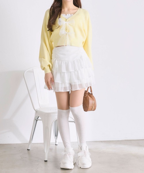 OLIVE des OLIVE（オリーブデオリーブ）の「ドロストティアードミニスカート（スカート・レディース・オフホワイト/ホワイト/ブルー系その他/チェック/ブラック系その他/スミクロ/チャコールグレー・FREE）」の15枚目の写真