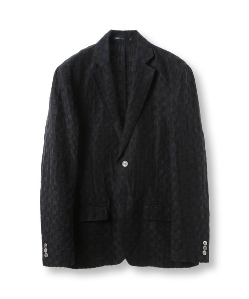 MEN'S BIGI(メンズビギ)の「市松柄ジャカードライトジャケット<ドライタッチ>(テーラードジャケット・メンズ・ホワイト/ネイビー・04/03/02/01)」の2枚目の写真