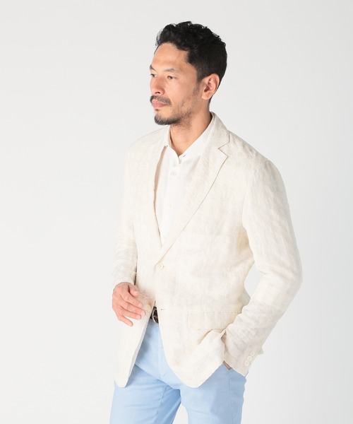 MEN'S BIGI(メンズビギ)の「市松柄ジャカードライトジャケット<ドライタッチ>(テーラードジャケット・メンズ・ホワイト/ネイビー・04/03/02/01)」の14枚目の写真