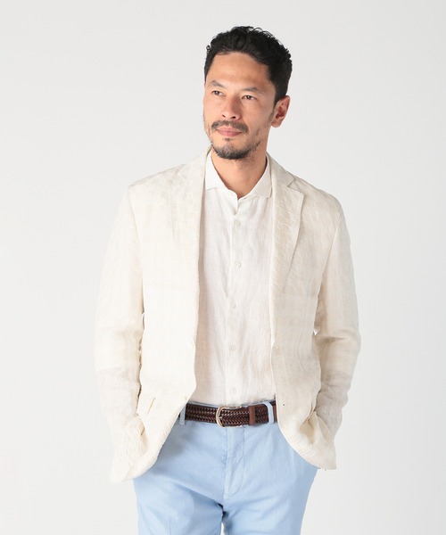 MEN'S BIGI(メンズビギ)の「市松柄ジャカードライトジャケット<ドライタッチ>(テーラードジャケット・メンズ・ホワイト/ネイビー・04/03/02/01)」の11枚目の写真