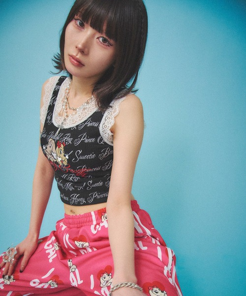 GALFY（ガルフィー）の「【GALFY/ガルフィー】ラブラブレースタンク（タンクトップ・レディース・ホワイト/スミクロ/ピンク・FREE）」の12枚目の写真