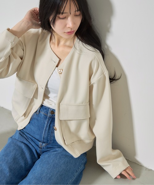 DT★Max Mara★lilla ボタン付きツイードジャケット MAX MARA マックスマーラ WEEKEND ウィークエンド 袖切替 ノー