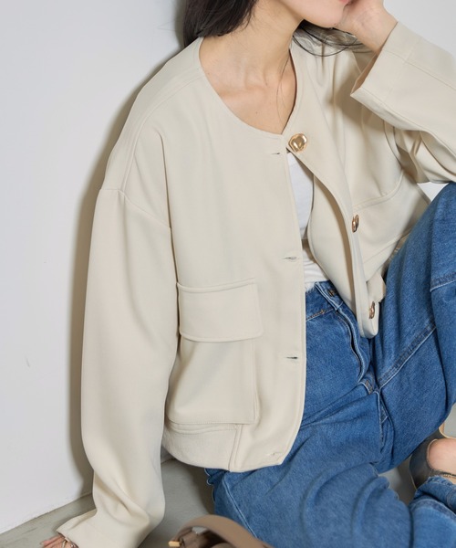 &. NOSTALGIA（アンドドットノスタルジア）の「【ZOZO限定】BIGポケットゴールドボタンジャケット（その他アウター・レディース・アイボリー/ブラック・M）」の4枚目の写真