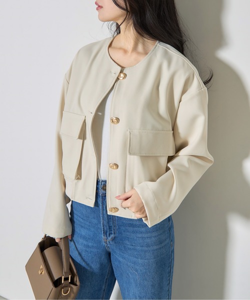 &. NOSTALGIA（アンドドットノスタルジア）の「【ZOZO限定】BIGポケットゴールドボタンジャケット（その他アウター・レディース・アイボリー/ブラック・M）」の6枚目の写真