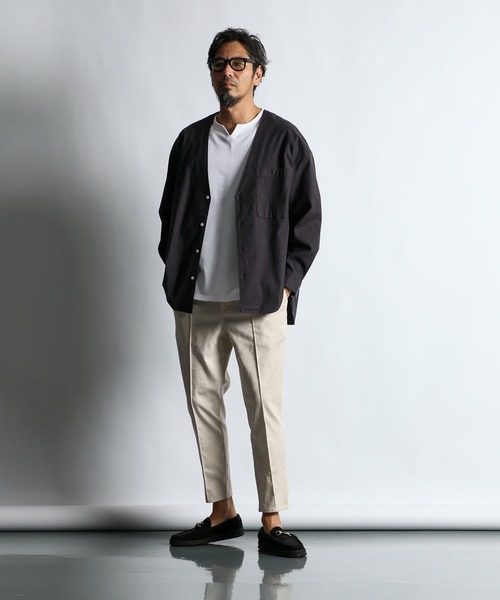The DUFFER of ST.GEORGE(ザダファーオブセントジョージ)の「ECO FRIENDLY DYE SHIRT CARDIGAN:製品染め ニュアンスカラー シャツカーディガン(シャツ/ブラウス・メンズ・ネイビー/チャコールグレー/ダークグリーン・X-LARGE/LARGE/MEDIUM/SMALL)」の5枚目の写真