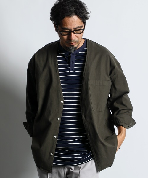 The DUFFER of ST.GEORGE(ザダファーオブセントジョージ)の「ECO FRIENDLY DYE SHIRT CARDIGAN:製品染め ニュアンスカラー シャツカーディガン(シャツ/ブラウス・メンズ・ネイビー/チャコールグレー/ダークグリーン・X-LARGE/LARGE/MEDIUM/SMALL)」の6枚目の写真