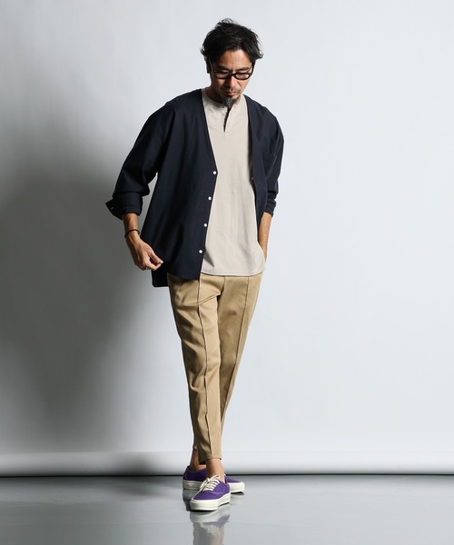 The DUFFER of ST.GEORGE(ザダファーオブセントジョージ)の「ECO FRIENDLY DYE SHIRT CARDIGAN:製品染め ニュアンスカラー シャツカーディガン(シャツ/ブラウス・メンズ・ネイビー/チャコールグレー/ダークグリーン・X-LARGE/LARGE/MEDIUM/SMALL)」の9枚目の写真