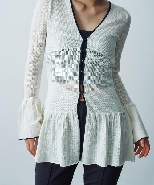 CODE A（コードエー）の「◆lace tunic cardigan（カーディガン/ボレロ・レディース・オフホワイト/ブラック・00）」の11枚目の写真