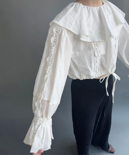 EDIT. FOR LULU(エディットフォールル)の「【DECO dequis 1985/デコ・デ・ピュイ】HEMP COTTON CROPPED SHIRTS(シャツ/ブラウス・レディース・ホワイト・FREE)」の3枚目の写真
