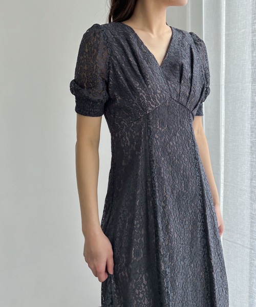 aity(アイティ)の「ヴィンテージフラワーレースVネックドレス 結婚式 二次会 成人式 同窓会 パーティードレス オケージョンドレス お呼ばれワンピース(ドレス・レディース・テラコッタ/マスタード/ブルーグレー/ピンク/ダークグリーン/ダークネイビー・38(M))」の13枚目の写真