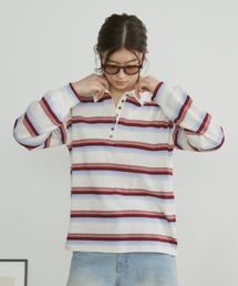 MERLOT | マルチボーダーラガーシャツ(ポロシャツ)