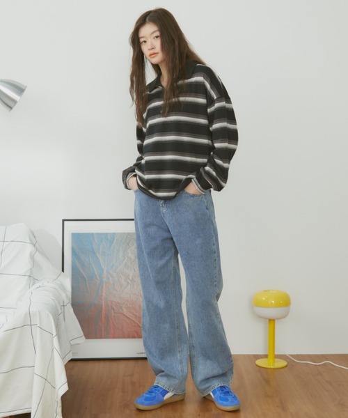 MERLOT(メルロー)の「マルチボーダーラガーシャツ(ポロシャツ・レディース・オフホワイト/ブラック・FREE)」の8枚目の写真