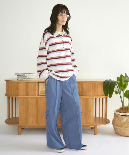 MERLOT(メルロー)の「マルチボーダーラガーシャツ(ポロシャツ・レディース・オフホワイト/ブラック・FREE)」の18枚目の写真