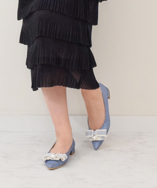 【Bridget Birkin】パールリボンポインテッドパンプス(551033)