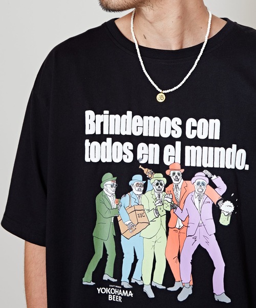 チャイハネ（チャイハネ）の「【チャイハネ】YOKOHAMA BEER×grn×Amina ドリベラメンズTシャツ（Tシャツ/カットソー・メンズ・ブラック/ホワイト/イエロー・XL/L）」の8枚目の写真
