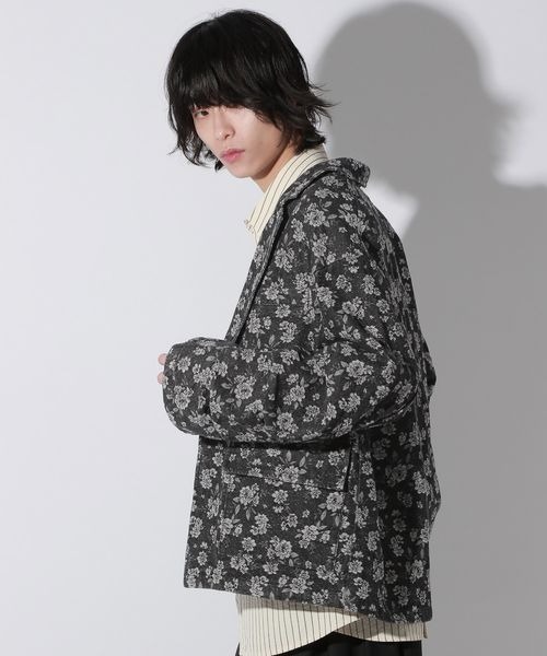 Anui(アニュイ)の「【UNISEX】フラワージャガードデニムジャケット(テーラードジャケット・レディース・ブルー/ブラック・MEDIUM)」の5枚目の写真