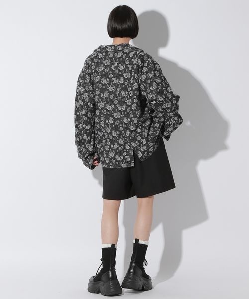 Anui(アニュイ)の「【UNISEX】フラワージャガードデニムジャケット(テーラードジャケット・レディース・ブルー/ブラック・MEDIUM)」の12枚目の写真