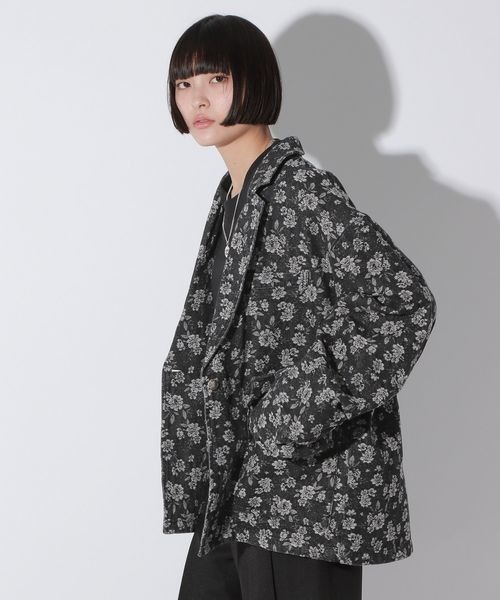 Anui(アニュイ)の「【UNISEX】フラワージャガードデニムジャケット(テーラードジャケット・レディース・ブルー/ブラック・MEDIUM)」の9枚目の写真