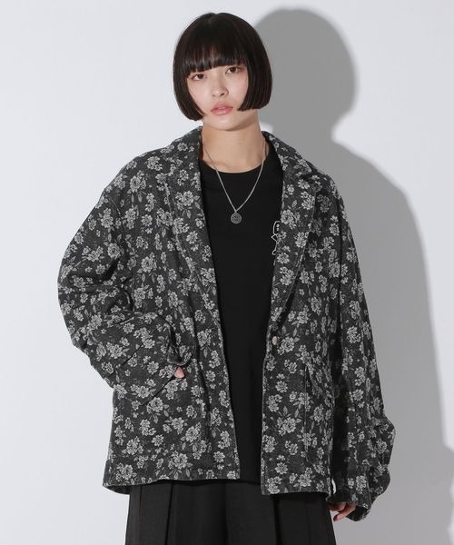 Anui(アニュイ)の「【UNISEX】フラワージャガードデニムジャケット(テーラードジャケット・レディース・ブルー/ブラック・MEDIUM)」の10枚目の写真