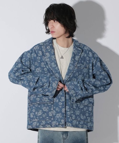 Anui(アニュイ)の「【UNISEX】フラワージャガードデニムジャケット(テーラードジャケット・レディース・ブルー/ブラック・MEDIUM)」の21枚目の写真