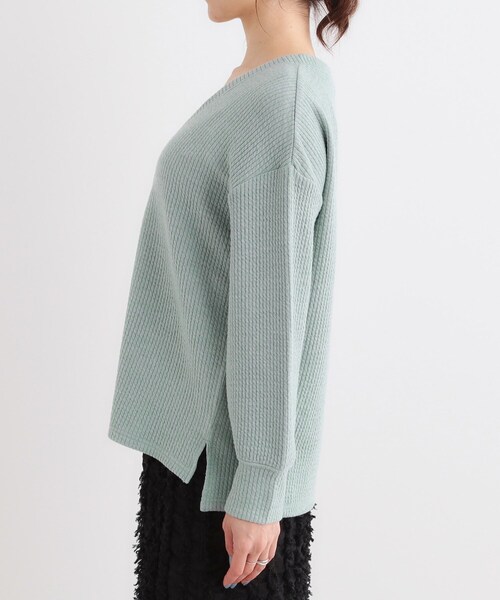 SHOO・LA・RUE（シューラルー）の「【S-LL】柔らかさが癖になる 凹凸Vネックカーディガン（カーディガン/ボレロ・レディース・グリーン系/オレンジ系/ベージュ/グレー・01/02/03/04）」の17枚目の写真