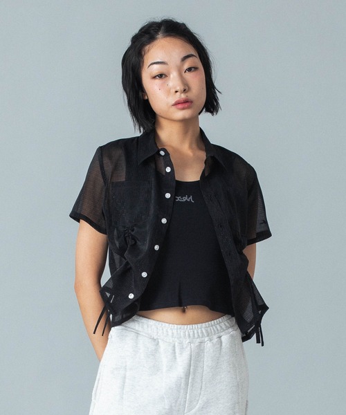 セール】FRONT DRAWSTRING S/S SHIRT（シャツ/ブラウス）｜X