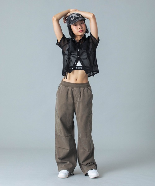 セール】FRONT DRAWSTRING S/S SHIRT（シャツ/ブラウス）｜X